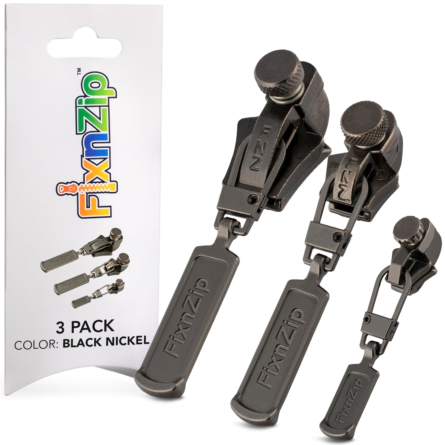 Amazon.com: FixnZip (Black Nickel 3 Pack S,M,L) - Universal Zipper